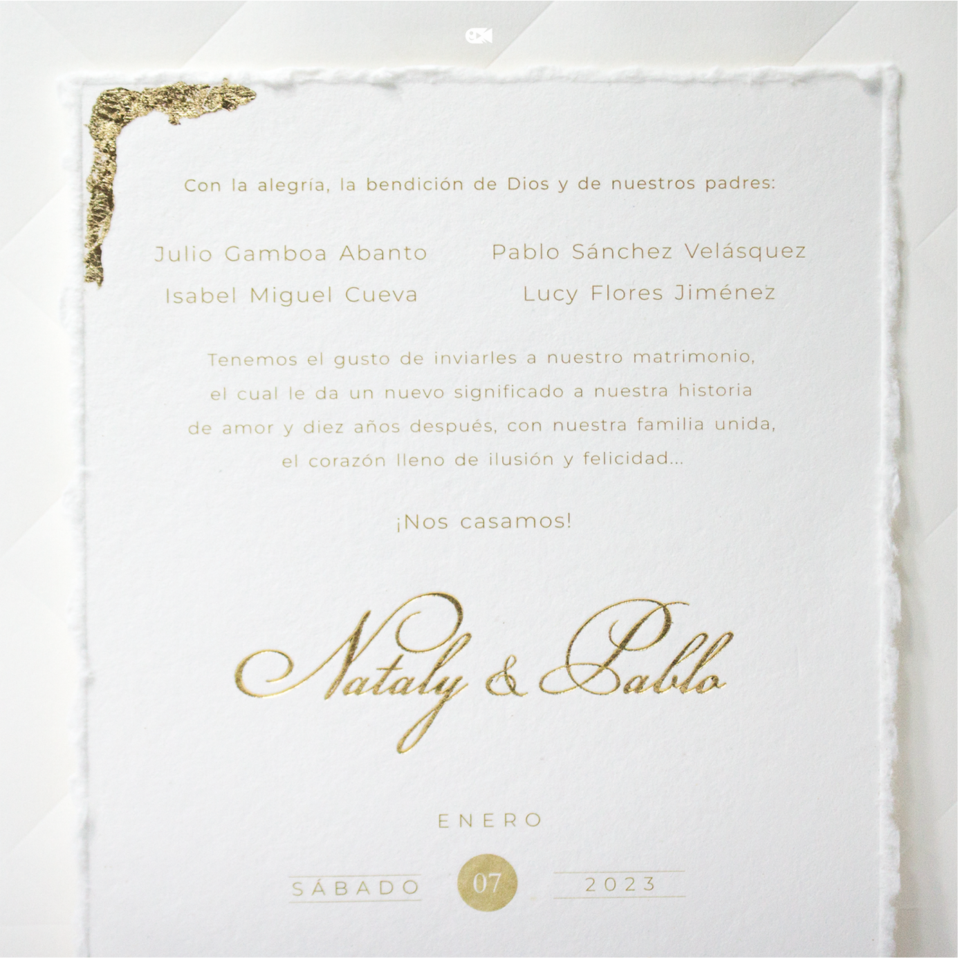 Invitación de boda en papel de algodón – Modelo Nataly & Pablo | Marco Weddings