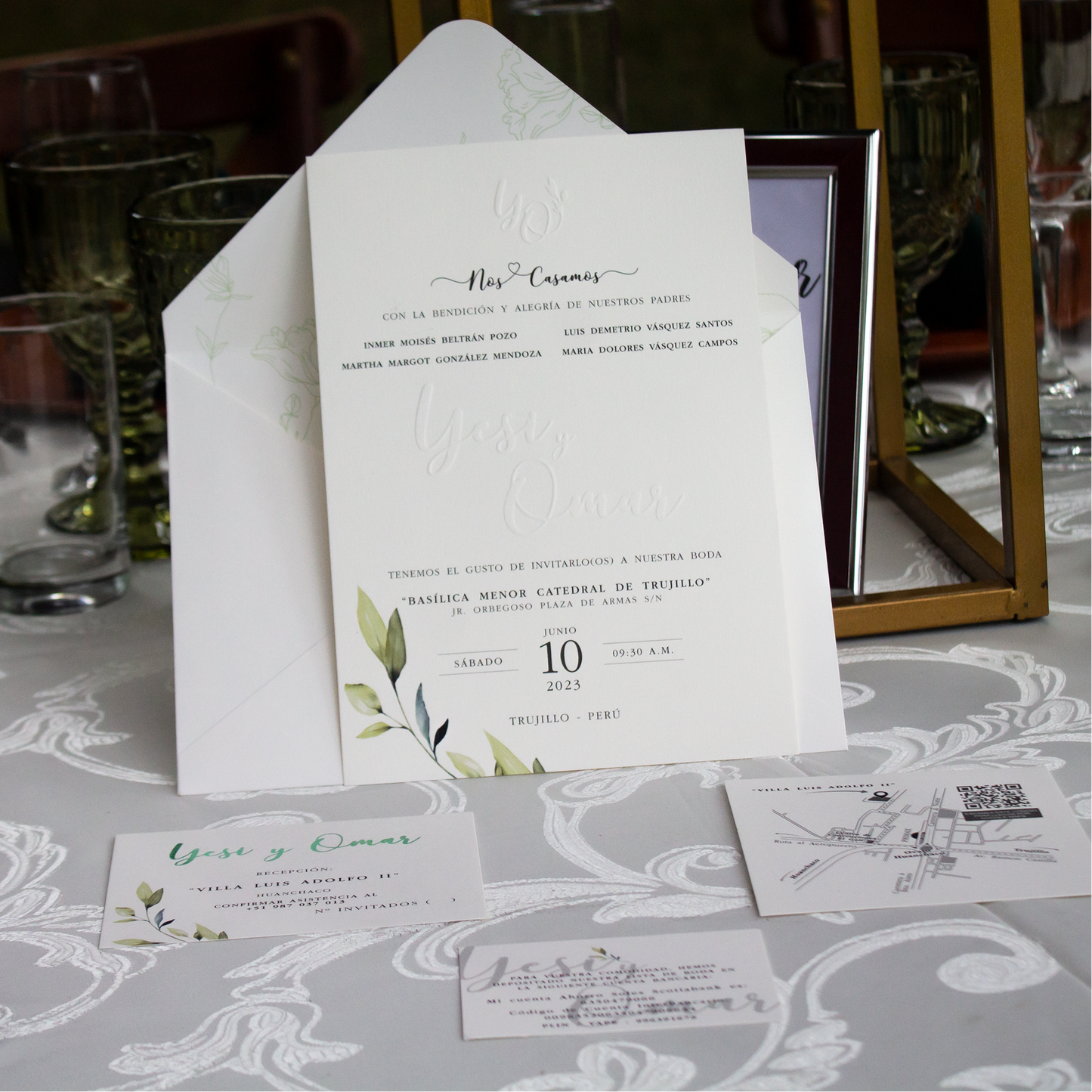 Invitación de boda elegante y natural – Modelo Yesi & Omar | Marco Weddings