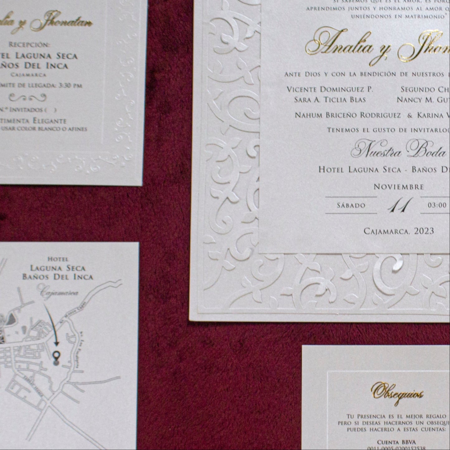 Invitaciones Caladas de Lujo para Bodas Elegantes – Marco Lujan Cenas