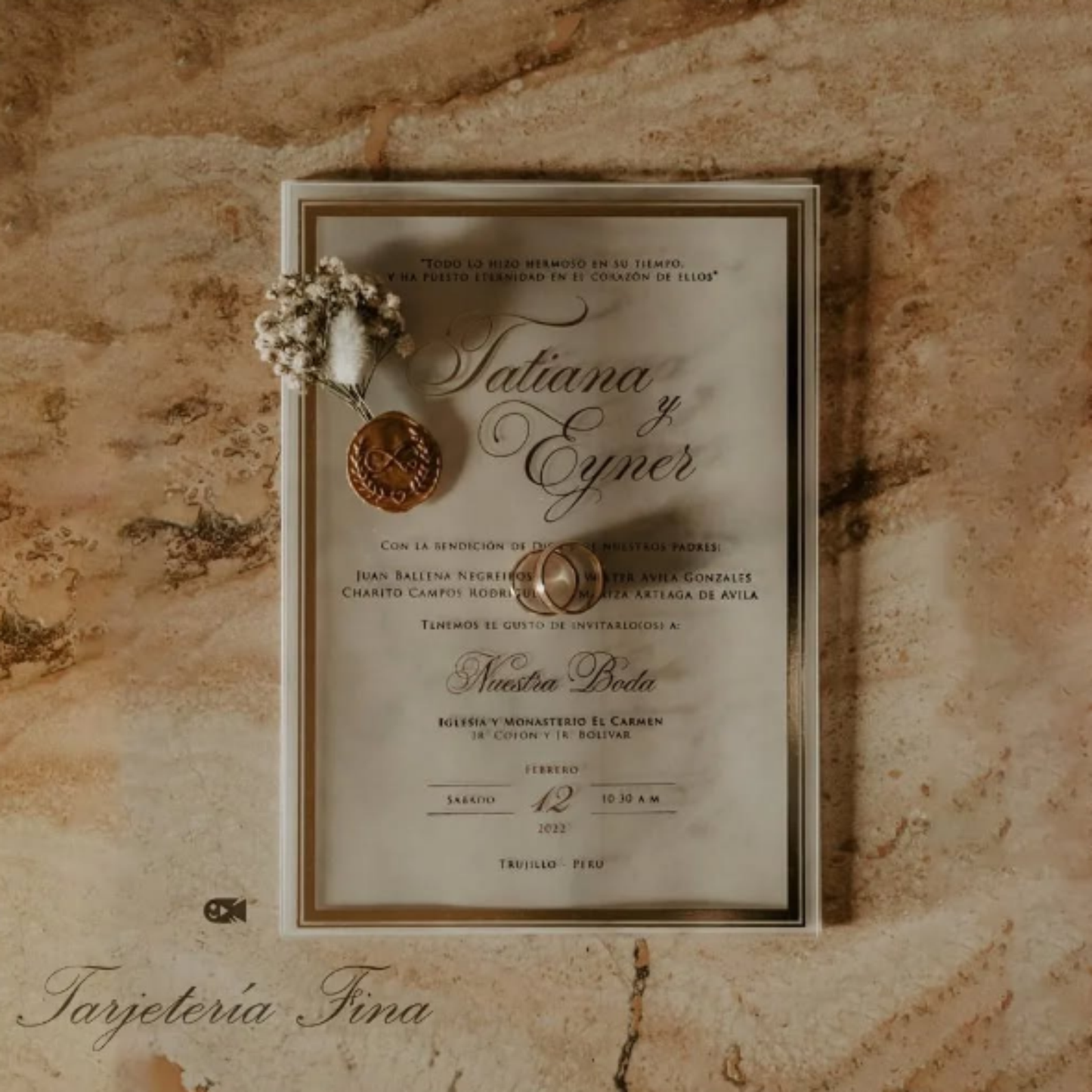 ⭐ Invitación de Boda en Acrílico con Caja – Modelo Tatiana & Eyner